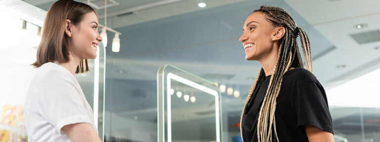 Building Your "Book" Before You Graduate, two woman speaking during a Spa/Salon appointment